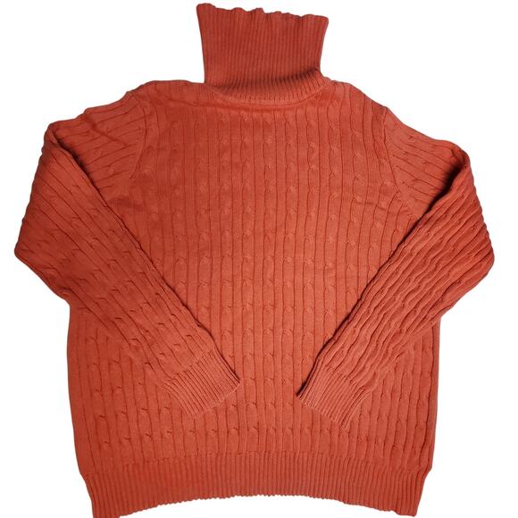 ST. JOHN'S BAY Orange Turtle Neck Cable Knit Sweater - Picture 1 of 10